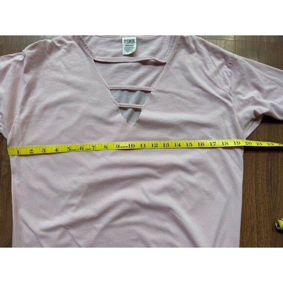 Victoria's Secret PINK Women's S Long Sleeve Shirt Dog Light Pink Strappy V-Neck - Picture 12 of 15